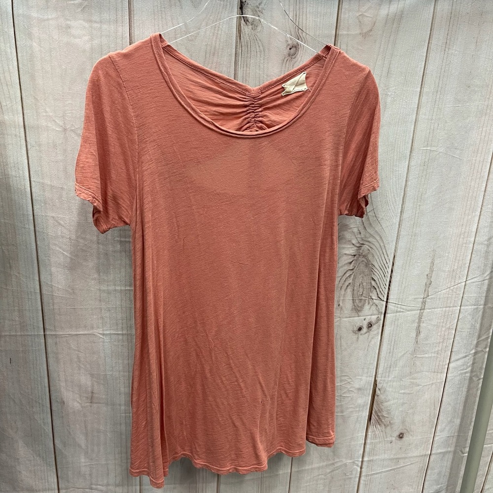 t.la Anthropologie Terracotta Slub Knit Open Back Ruched Tie Tee Shirt Medium - Picture 2 of 5